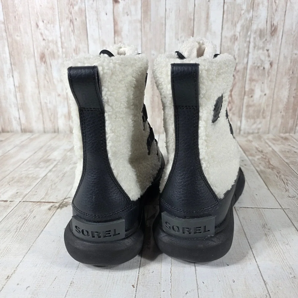 Sorel Kinetic Sport Women Black White Faux Shearling Winter Boots NL4601-010 7